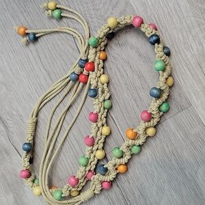 Girls Multicolor braided rope belt pink blue green boho